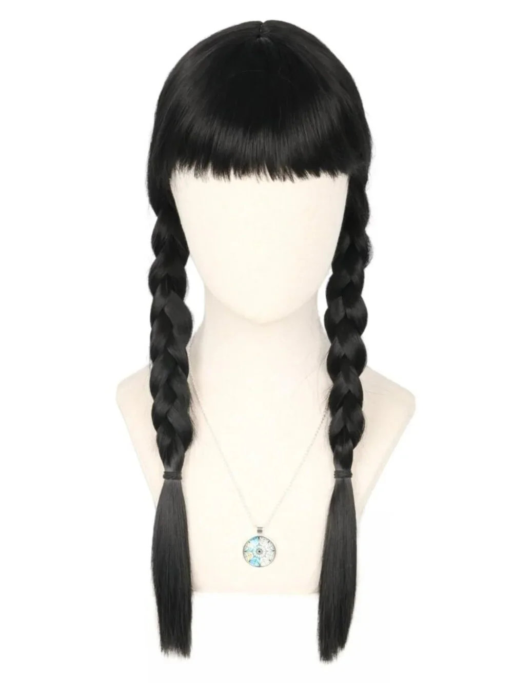 Women's Black Short Cosplay Halloween Costume Wig With Necklace Earrings